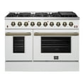 thumbnail image 1 of FORNO Galiano 48-inch Gas Range White  Antique Brass Design, 8 Burners, 107,000 BTU, Griddle, 6.58 cu.ft. Double Ovens, 1 of 5