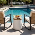 thumbnail image 1 of FOROUTIA 17" White Jar Shape Side Table, Waterproof Magnesium Oxide Accent Table with Faux Wood Top, Weather-Resistant Indoor Outdoor End Table for Patio, Living Room, Bedroom, 1 of 7