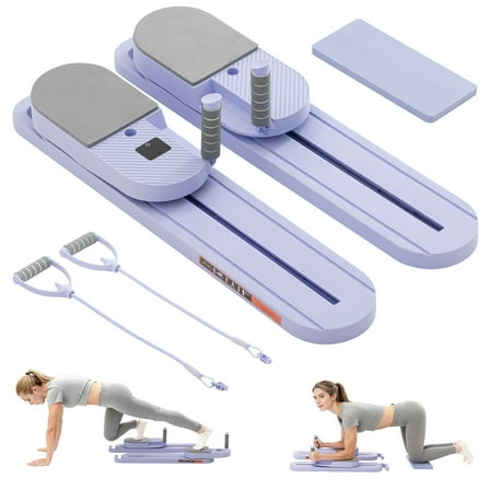 FOROUTIA 2-in-1 Pilates Reformer Board with Resistance Bands, Foldable Pilates Board with Timer for Home