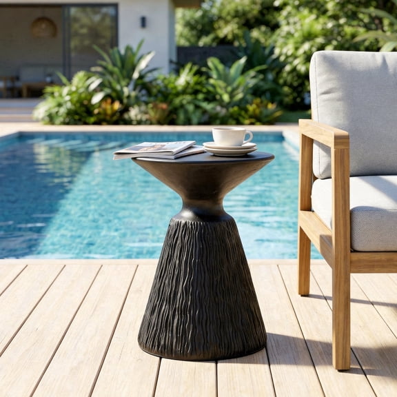 FOROUTIA 21" Black Magnesium Oxide Mushroom Side Table - Waterproof Accent Table for Patio, Living Room, Bedroom, Small Space End Table, Sturdy Outdoor Side Table, Lightweight Nightstand
