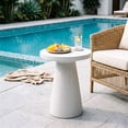 thumbnail image 1 of FOROUTIA 22 Inch Cone-Shaped MgO Outdoor Side Table, Speckled Concrete Look Accent End Table for Patio Living Room Balcony, Off-White, 1 of 8