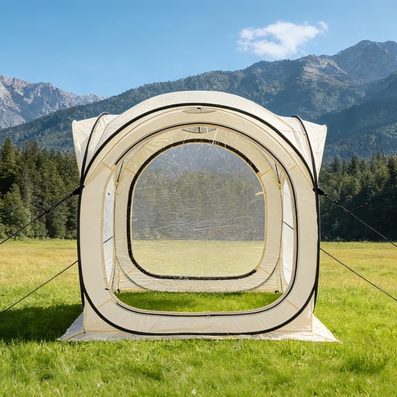 FOROUTIA 6FT Pop Up Bubble Tent, Instant Clear View Sports Tent, Waterproof UV Protection Screen House for 2-3 People, Outdoor Gazebo for Patio, Camping, Sports Events, Backyard, Khaki