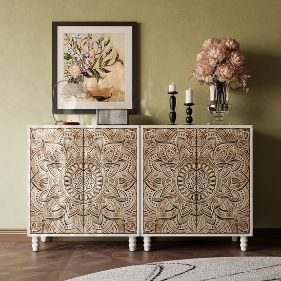FOROUTIA Accent Cabinet with Shelves,Vintage Sideboard Buffet Cabinet with Storage for Living Room,Kitchen