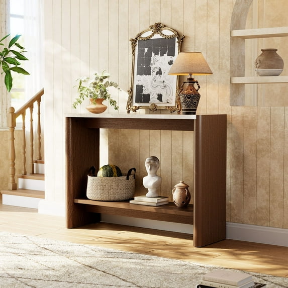 FOROUTIA Modern Console Table with Storage Shelf, Wood Entryway Table Sofa Table for Hallway