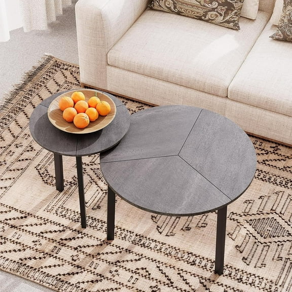 FOROUTIA Set of 2 Round Nesting Coffee Tables, Lightweight and Durable, Ideal for Living Room or Bedroom