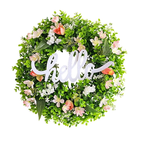 FORSHUYU Spring Eucalyptus Letter Wreath,Hello Welcome Garland for Christmas, Party Setting,Wedding, outdoor, Photo Props(1Pack)