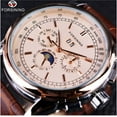 thumbnail image 1 of FORSINING  Retro Mechancial Watches Moon Phase  Movement Rose Gold Case Brown Leather Strap Luxury Automatic Mens Watch, 1 of 9