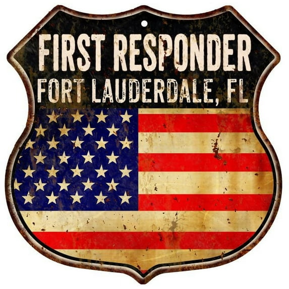 FORT LAUDERDALE, FL First Responder USA 12x12 Sign Fire Police 211110022127
