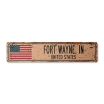 FORT WAYNE IN UNITED STATES Vintage Aluminum Street Sign American flag city country rustic metal tin gift | Indoor/Outdoor | 30" Wide