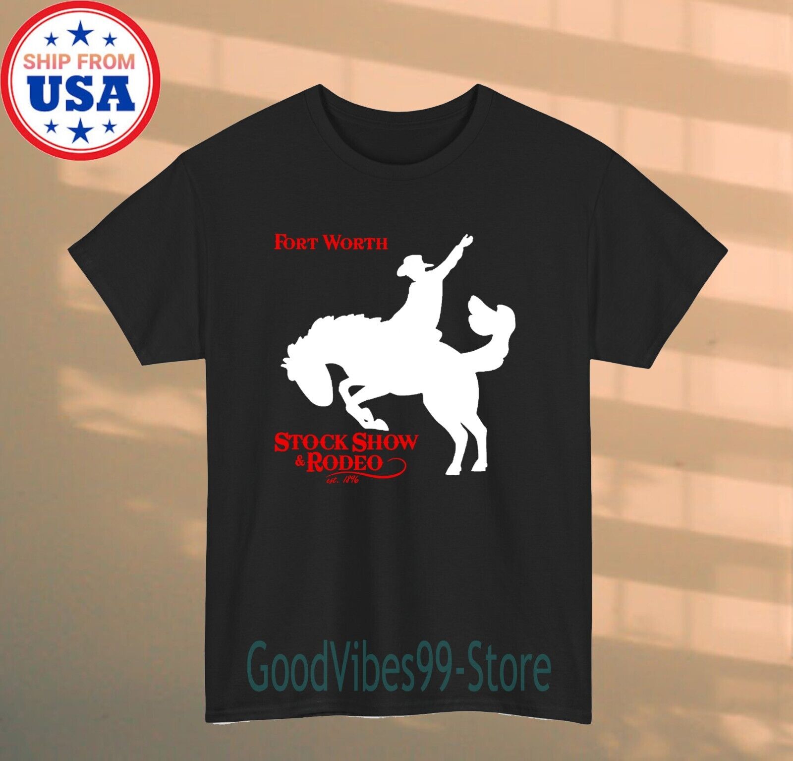 FORT WORTH STOCK & RODEO SHOWS Men's Black Tshirt