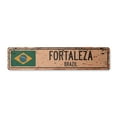 thumbnail image 1 of FORTALEZA BRAZIL Vintage Aluminum Street Sign Brazilian flag city country road rustic metal tin wall gift | Indoor/Outdoor | 30" Wide, 1 of 4