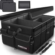 FORTEM Car Trunk Organizer, Collapsible Multi Compartment SUV Organizer, Foldable Storage for Car Accessories for Women Men, 600D Oxford, Non Slip Bottom, Securing Straps, Soft Cover 65L