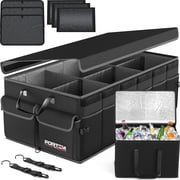 FORTEM Car Trunk Organizer with Cooler, Collapsible Multi Compartment SUV Organizer, Foldable Storage for Car Accessories for Women Men, 600D Oxford, Non Slip B