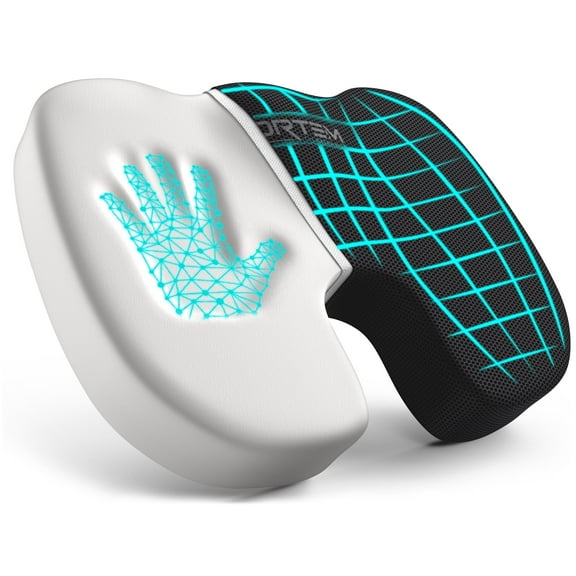 FORTEM Office Chair Cushion, Memory Foam Seat Cushion, Non Slip Sitting Pillow for Gaming, Car Seat, Computer Chair Pad, Sciatica and Tailbone Support, Washable Cover