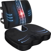 FORTEM Seat Cushion, Office Chair Cushion, Lumbar Support Pillow for Office Chair, Memory Foam Car Seat Cushions, Sciatica Coccyx Tailbone Pain Relief, Cushions for Back Support, Washable, Non Slip