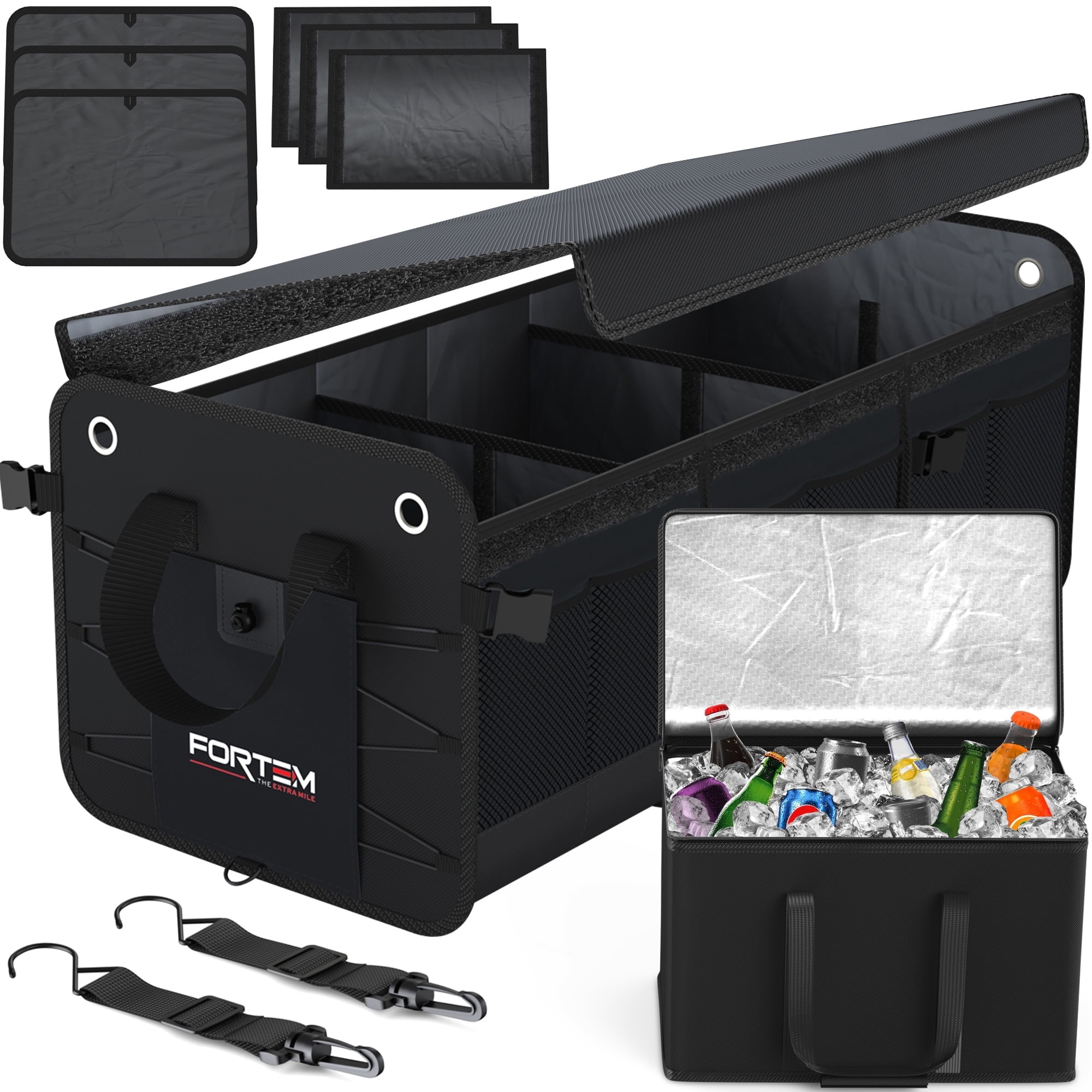 Car Trunk Organizer For SUV, Car Storage Organizer Collapsible Multi Compartment Container Box Adjustable Car Accessories For Women Men Black - View #11