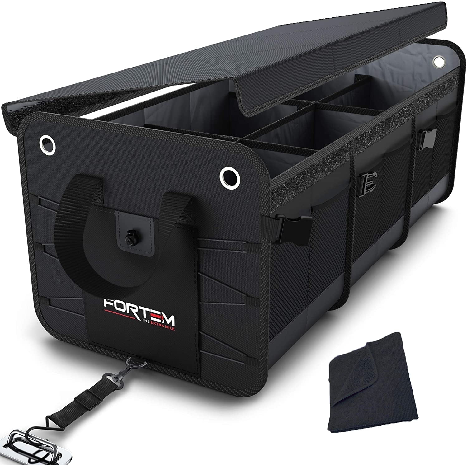 Fortem Collapsible Car Trunk Organizer, Non-Slip, Waterproof, Black (3 ...