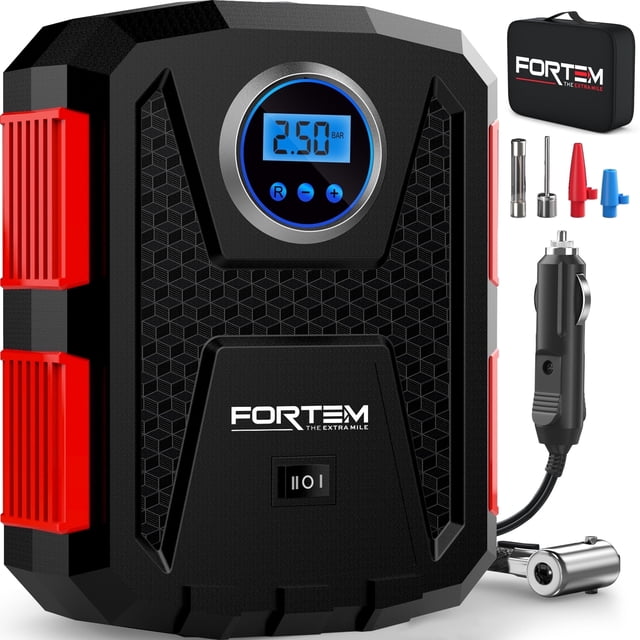 Fortem 12V Portable Digital Tire Inflator with Auto Shut Off, Electric ...
