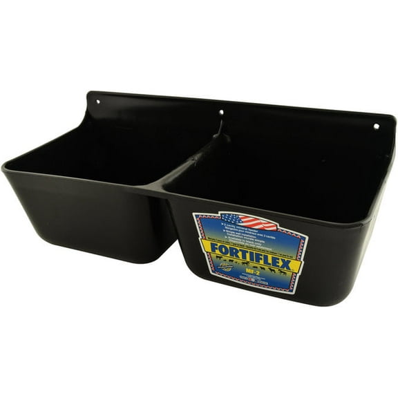FORTEX-FORTIFLEX MF2BX Mineral Feeder, 1.75 qt Volume, 2-Compartment, Polyethylene/Rubber, Black