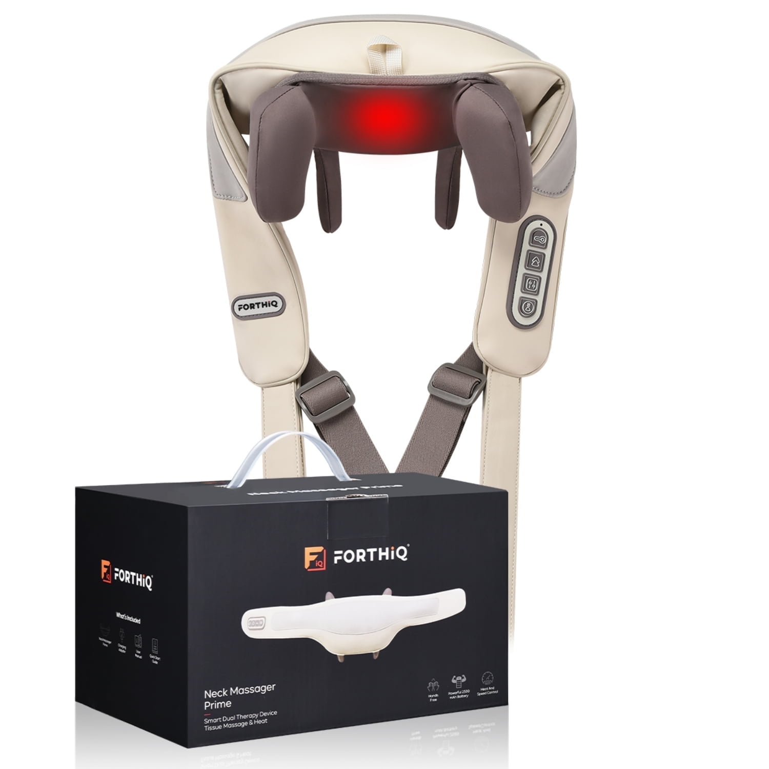 FORTHiQ Hand-Like Neck Massager for Pain Relief Deep Tissue, Adjustable Heat and Massage Speed, Back Massager with Customizable Controls, FSA and HSA eligible