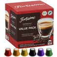 FORTISIMO Espresso Pods Variety Pack 100 Count Espresso Capsules