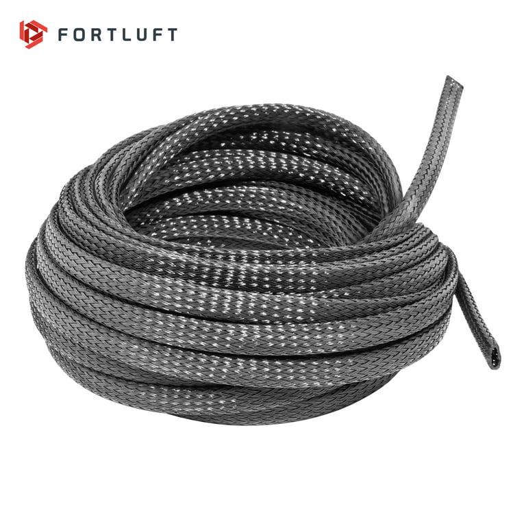 FORTLUFT Flexible Cable Sleeve Expandable Braided Sleeving Black  1/4''(6.3mm) x 25'(7.62m) 