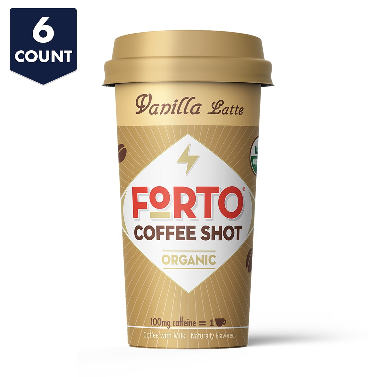 FORTO Coffee Shots 100mg Caffeine, Vanilla Latte, Colombian cold brew