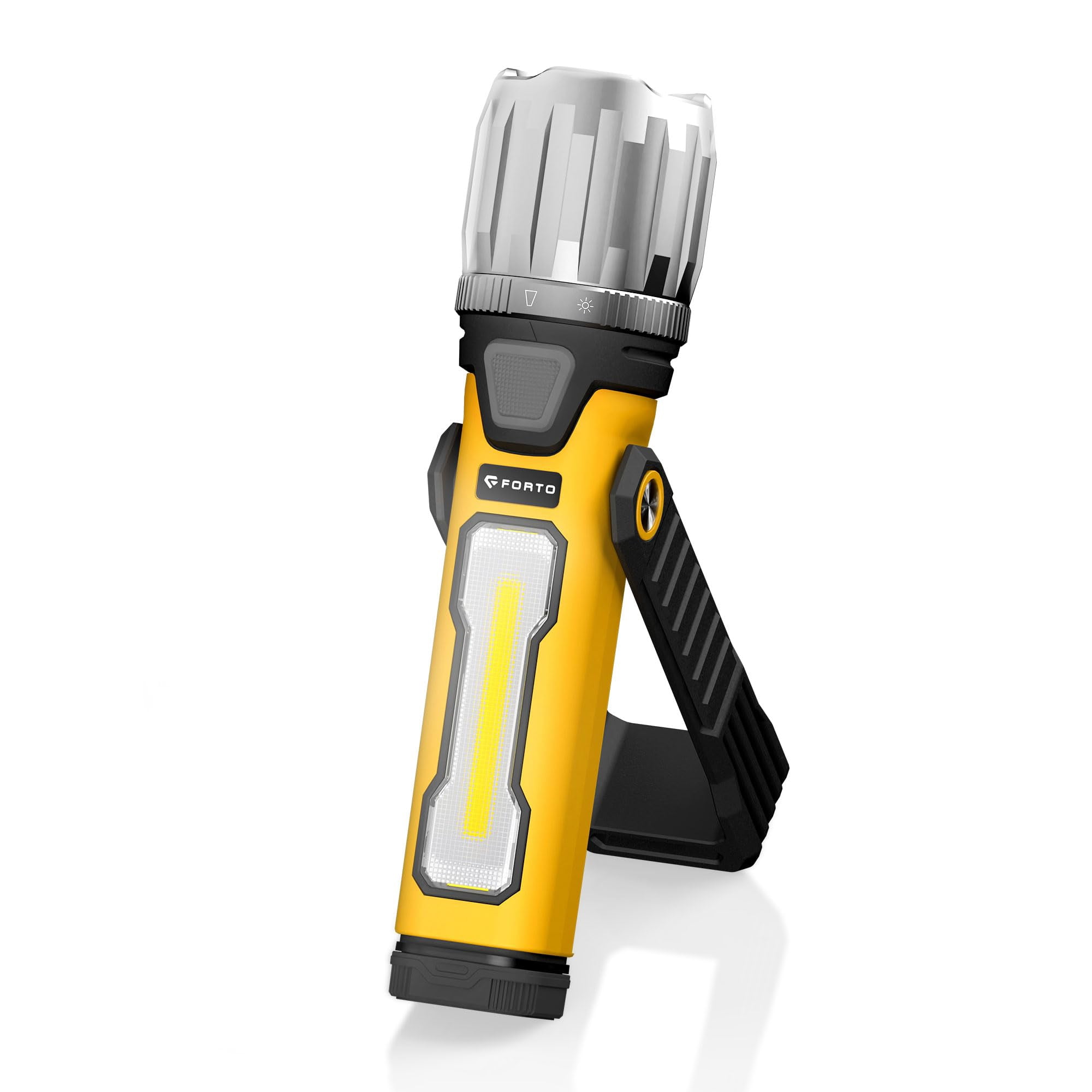 FORTO Magnetic LED Work Light, 2000 Lumens Rechargeable Flashlight, IPX8 Waterproof, 5 Modes, for Auto Repair, Garage, Workshop, Roadside Emergency