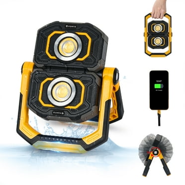 FORTO Portable Led Work Light, 2000Lms 8 Modes IP67 Waterproof, Lithium Battery Lamp