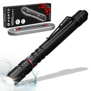 FORTO Rechargeable Outdoor Pen Flashlight, Waterproof IP67, 400 Lumens, LED, Black (1 Pack)