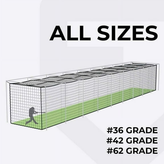 FORTRESS Baseball Batting Cage Nets | Heavy-Duty HDPP Fully Enclosed Baseball & Softball Cage Netting [14 Sizes & 3 Grade Options] – NET ONLY