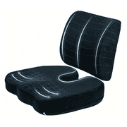 FORU Memory Foam Seat Cushion with Lumbar Pillow, Office Chair Cushion, Chair Support Pad for Car, Lower Back Support for Gaming Chair, Black