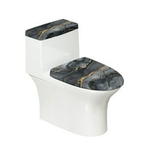 FORUDESIGNS Black Marble Print Toilet Lid Cover and Toilet Tank Lid Cover 2 Pack Replacement Toilet Protector Covers with Elastic Bottom for Bathroom Decoration Accessories