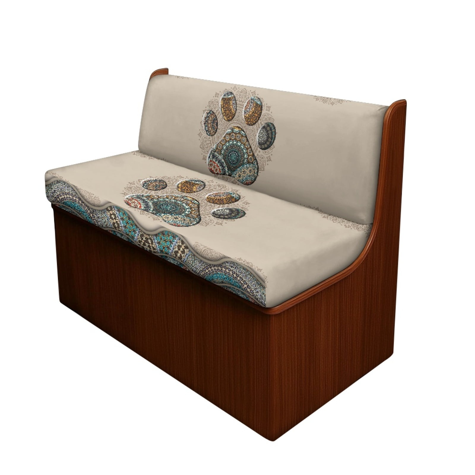 FORUDESIGNS Boho Mandala Dog Paw Print 2 Pcs RV Dinette Cushion Covers Waterproof Camper Cushion Slipcover Stretch Sofa Furniture Protector Include1 Backrest Covers and 1 Bench Covers