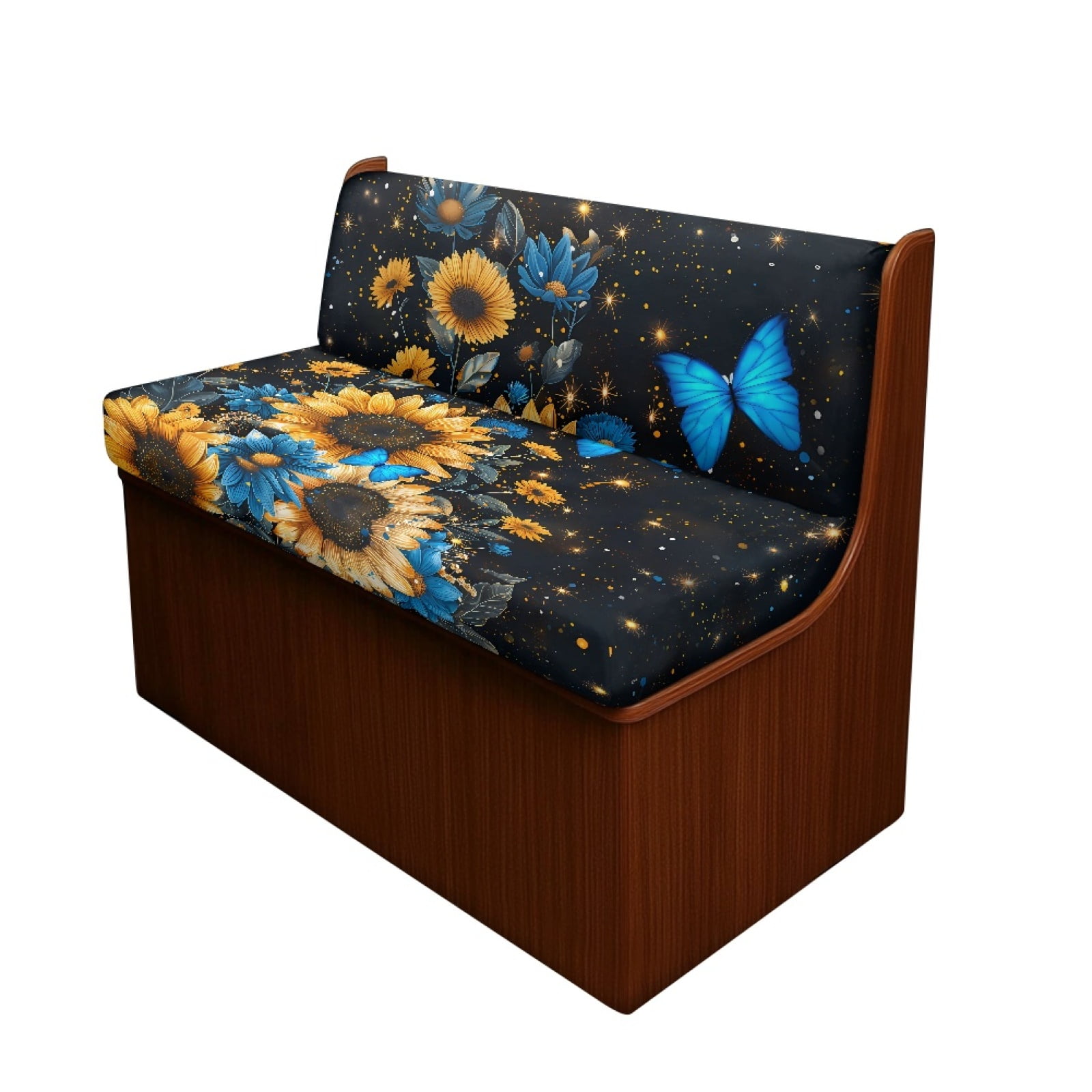 FORUDESIGNS Butterfly Sunflower Pattern 2 Pcs RV Dinette Cushion Covers Washable Camper Cushion Slipcover Stretch Camper Seat Covers Dinette Booth Sofa Slipover for Travel Trailer Couch