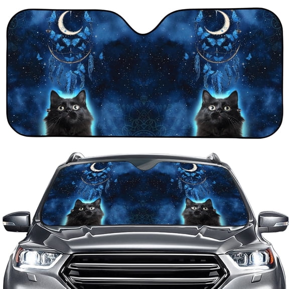 FORUDESIGNS Cat Dreamcatcher Print Car Windshield Sun Shade Thicken Heat UV Protection Visor Auto Window Sun Blocker Universal Heat UV Protection Visor Accessories