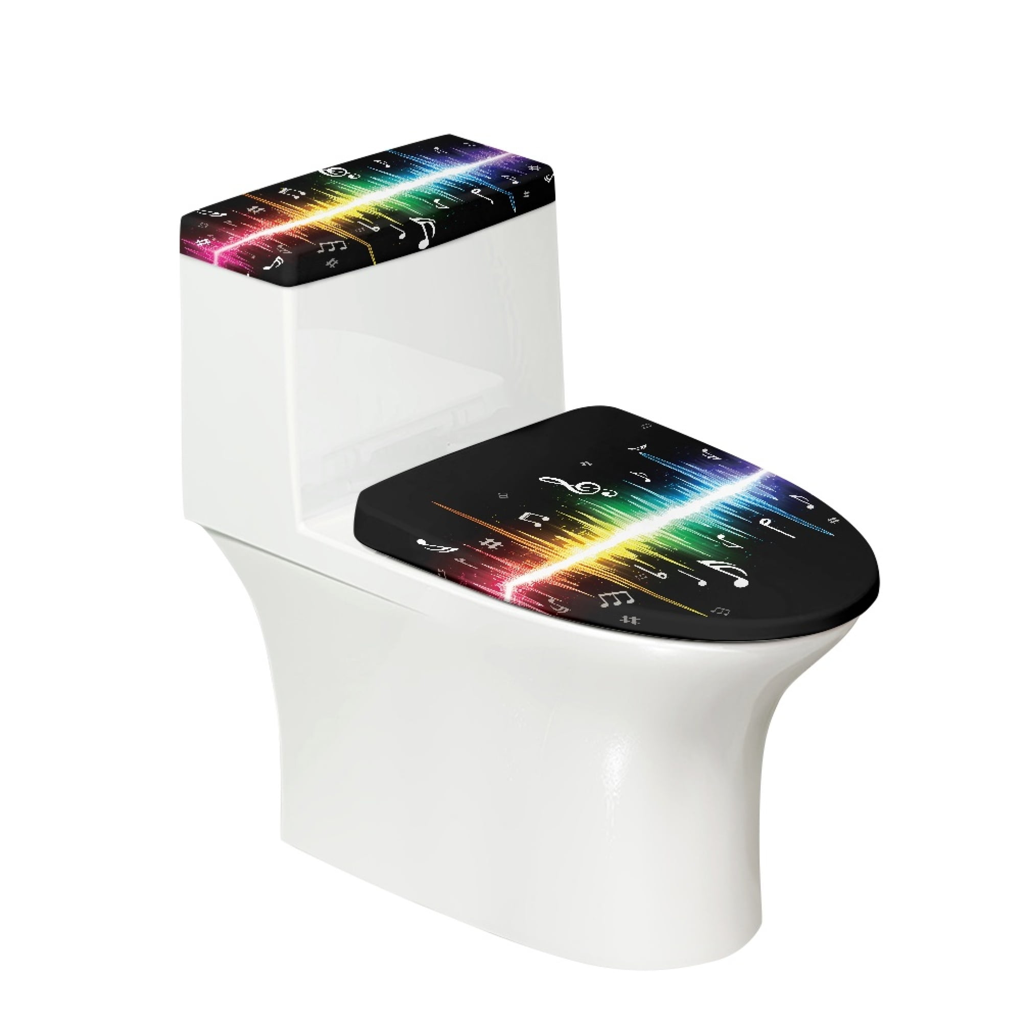 FORUDESIGNS Colorful Sound Wave Pattern 2 Pack Toilet Lid Covers Set ...