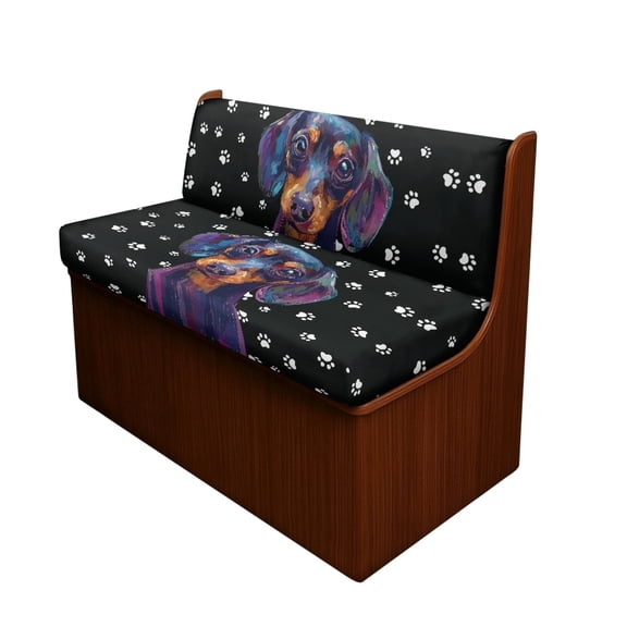 FORUDESIGNS Dachshund Dog Paw Print 2 Pcs RV Dinette Cushion Covers Non-Slip Camper Seat Covers Dinette Booth Stretch Sofa Furniture Protector Sofa Slipover for Travel Trailer Couch