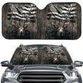 thumbnail image 1 of FORUDESIGNS Deer American Flag Branch Print Car Windshield Sun Shade Portable Sunshade for Car Front Window Blocks Heat and Sun, Windshield Dash Protector Fit for SUV Van Truck, 1 of 7