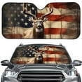 thumbnail image 1 of FORUDESIGNS Deer American Flag Print Car Windshield Sun Shade Waterproof Reflective Sunshade for Protection Vehicle Interior Accessory Fits Sedans, SUVs (57.1x27.4 inches), 1 of 7