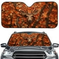 thumbnail image 1 of FORUDESIGNS Deer Maple Leaf Pattern Car Windshield Sun Shade Waterproof Car Sun Visor Protector Reflective Sunshade for Protection for Small Sedans, Mini SUVs, Hatchbacks, 1 of 7