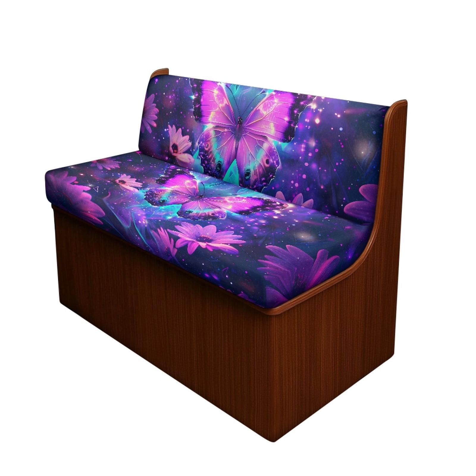 FORUDESIGNS Galaxy Butterfly Daisy Pattern 2 Pieces RV Dinette Cushion Covers Scratch-Resistant RV Couch Cover Waterproof Sofa Furniture Protector Camper Seat Covers Dinette Booth