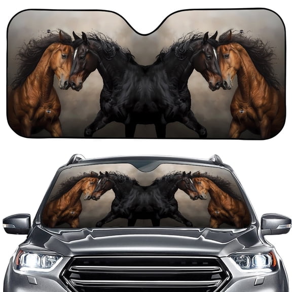 FORUDESIGNS Horse Pattern Car Windshield Sun Shade Foldable Auto Window Sun Shade Visor Car Window Sun Blocker for UV Rays and Sun Heat Protection