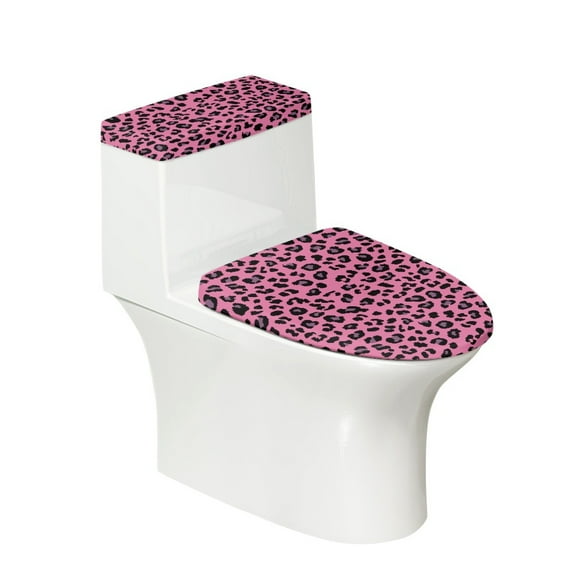 FORUDESIGNS Leopard Pattern 2 Pack Toilet Lid Cover with Toilet Tank Lid Cover, Adjustable Toilet Protector, 15-21 in, Fits Most Round Elongated and Oblong Lids