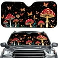 thumbnail image 1 of FORUDESIGNS Mushroom Butterfly Flower Pattern Car Windshield Sun Shade Thickened Windshield Dash Protector, Vehicle Dashboard Shield Car Interior Sun Protection (57.1 x 27.4 inch), 1 of 7