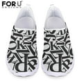 FORUDESIGNS Number Printing Fashion Women Flats Slip on Air Mesh Shoes