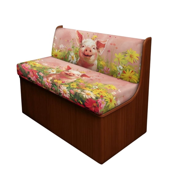 FORUDESIGNS Pig Daisy Print 2 Pcs RV Dinette Cushion Covers Non-Slip Sofa Furniture Protector Comfortable 2 Seat Sofa Chair Cover Sofa Slipover for Travel Trailer Couch