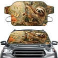 thumbnail image 1 of FORUDESIGNS Sloth Butterfly Flower Print Car Windshield Snow Cover for Ice and Snow Heavy-Duty Auto Windshield Protector All-Season Windscreen Covers Fits for Sedans SUVs Ideal Winter Gift, 1 of 1