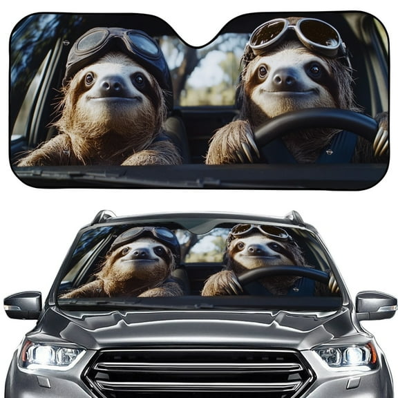 FORUDESIGNS Sloth Pattern Car Windshield Sunshade Portable Automotive Window Sun Shade Visor Blocks Heat and Sun, Foldable Sun Shield That Keeps Vehicle Cool