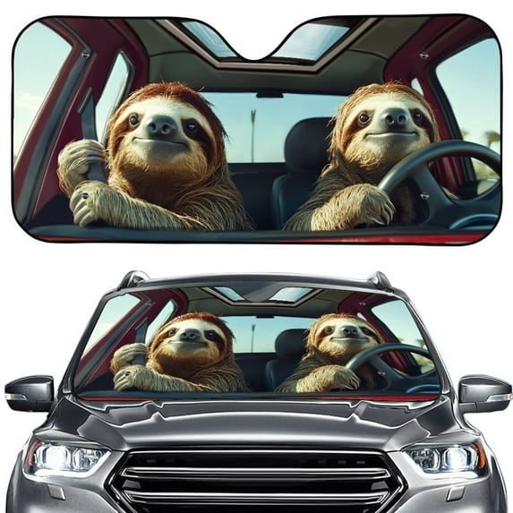FORUDESIGNS Sloth Print Car Windshield Sun Shade Portable Sunshade for Car Front Window Blocks Heat and Sun, Windshield Dash Protector Fit for SUV Van Truck
